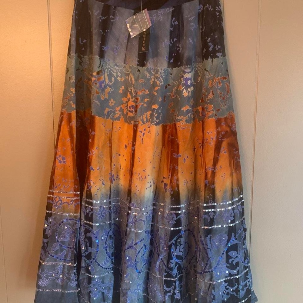 Chaudry KC Blue and Orange Maxi Skirt